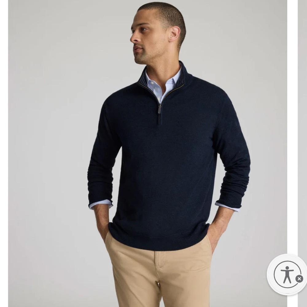 Men's Untuck It Merino Wool Quarter-Zip Sweater XXL NWT